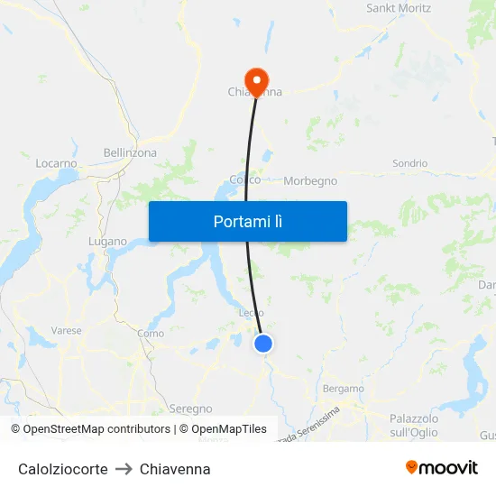 Calolziocorte to Chiavenna map