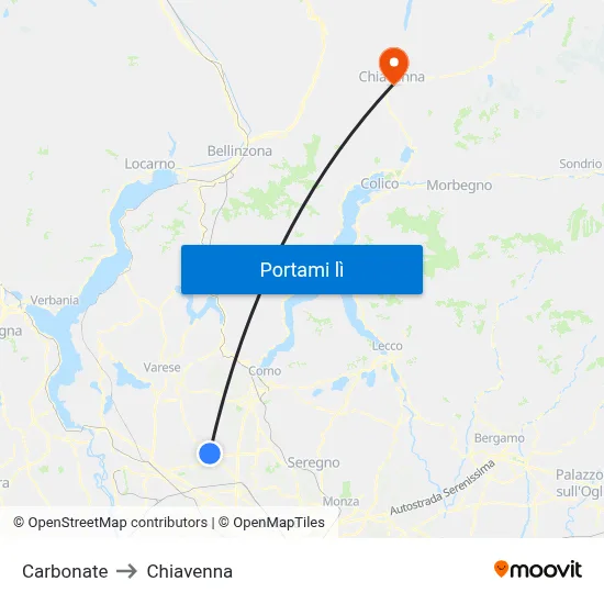Carbonate to Chiavenna map