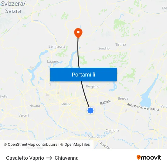 Casaletto Vaprio to Chiavenna map