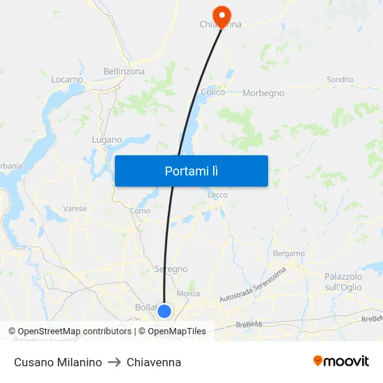 Cusano Milanino to Chiavenna map