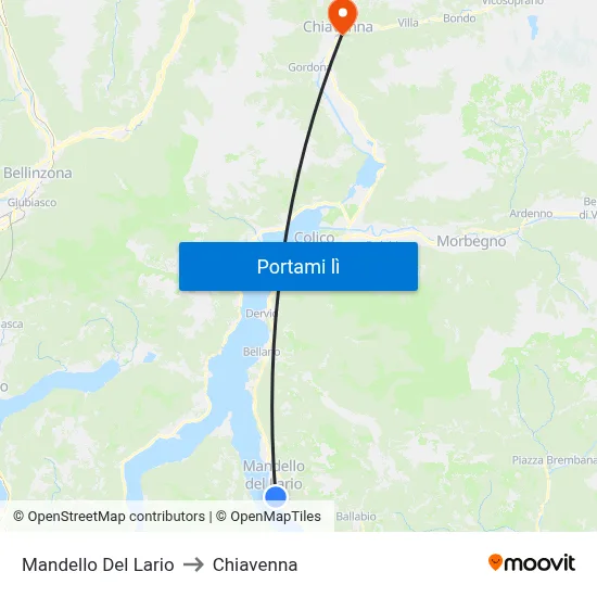 Mandello Del Lario to Chiavenna map