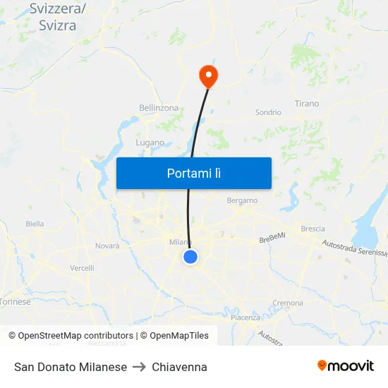 San Donato Milanese to Chiavenna map
