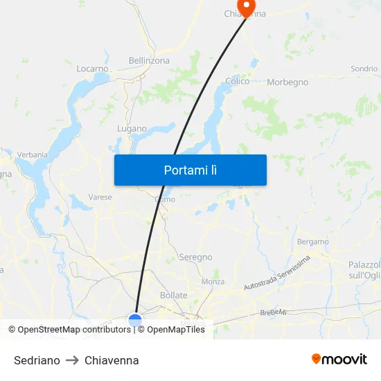 Sedriano to Chiavenna map