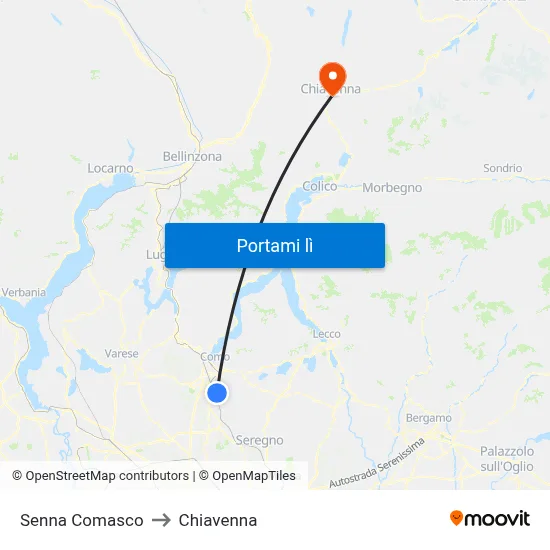 Senna Comasco to Chiavenna map