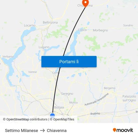 Settimo Milanese to Chiavenna map