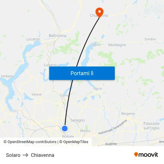 Solaro to Chiavenna map