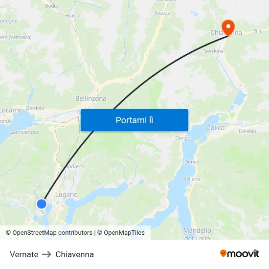 Vernate to Chiavenna map
