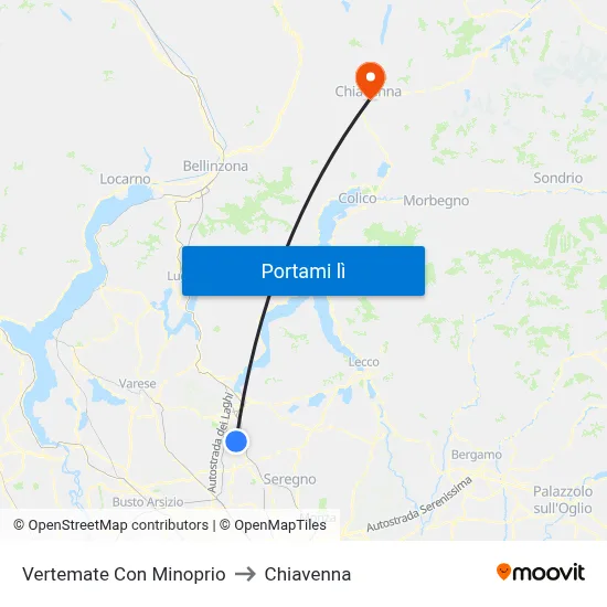 Vertemate Con Minoprio to Chiavenna map