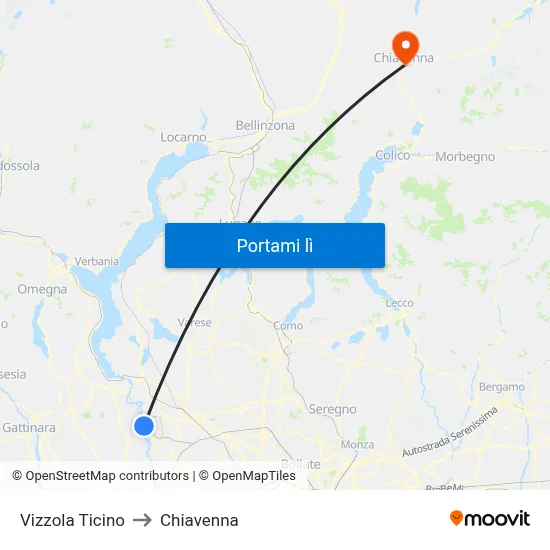 Vizzola Ticino to Chiavenna map