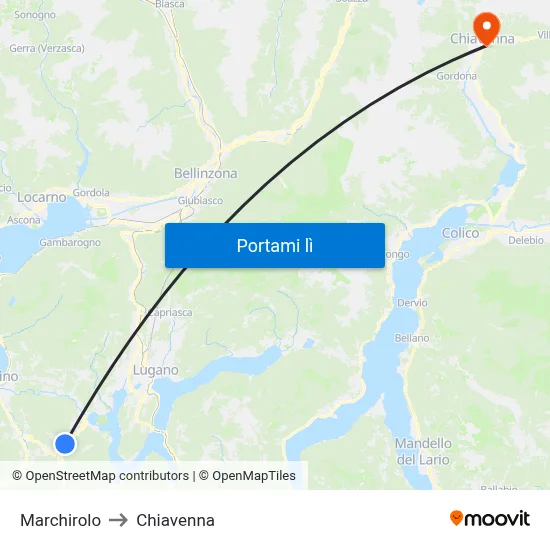 Marchirolo to Chiavenna map