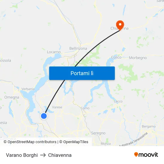 Varano Borghi to Chiavenna map