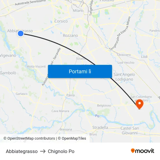 Abbiategrasso to Chignolo Po map