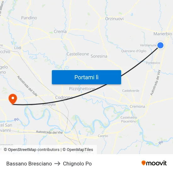 Bassano Bresciano to Chignolo Po map