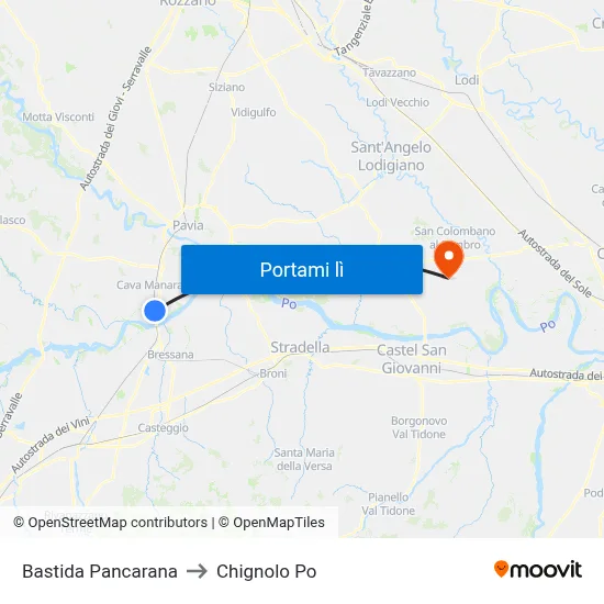 Bastida Pancarana to Chignolo Po map