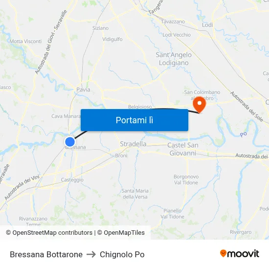 Bressana Bottarone to Chignolo Po map