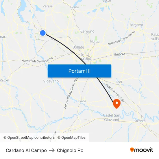 Cardano Al Campo to Chignolo Po map