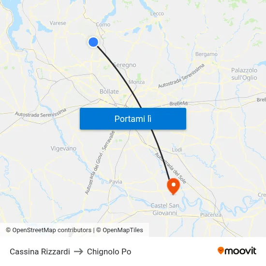 Cassina Rizzardi to Chignolo Po map