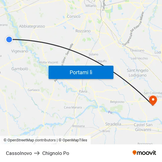 Cassolnovo to Chignolo Po map