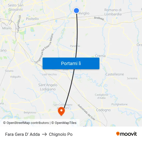 Fara Gera D' Adda to Chignolo Po map