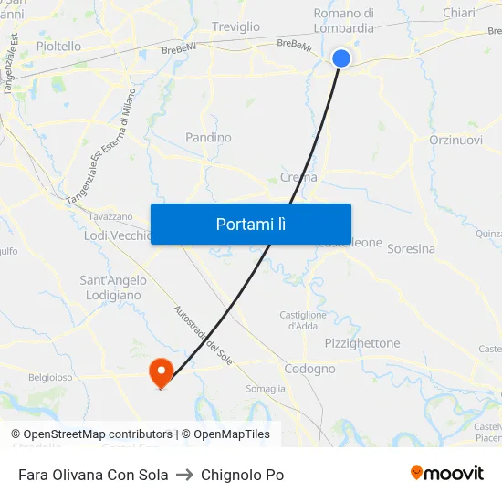 Fara Olivana Con Sola to Chignolo Po map