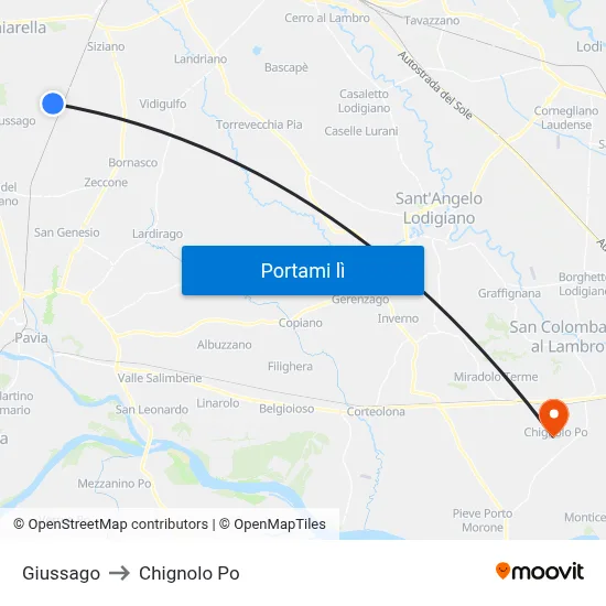 Giussago to Chignolo Po map