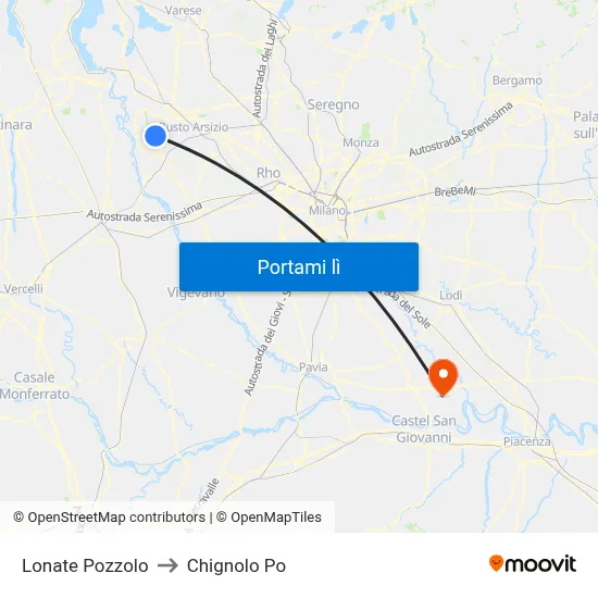 Lonate Pozzolo to Chignolo Po map