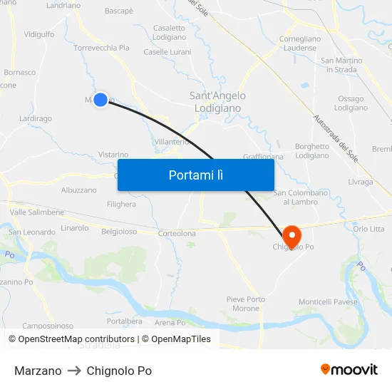 Marzano to Chignolo Po map