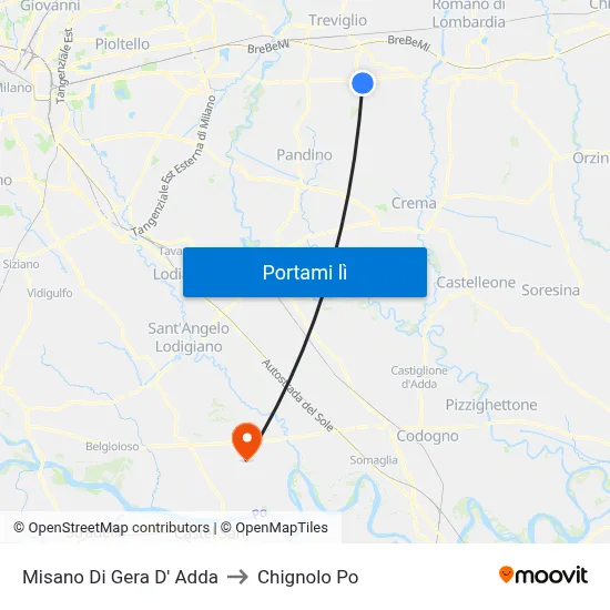 Misano Di Gera D' Adda to Chignolo Po map