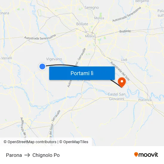 Parona to Chignolo Po map