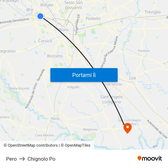 Pero to Chignolo Po map