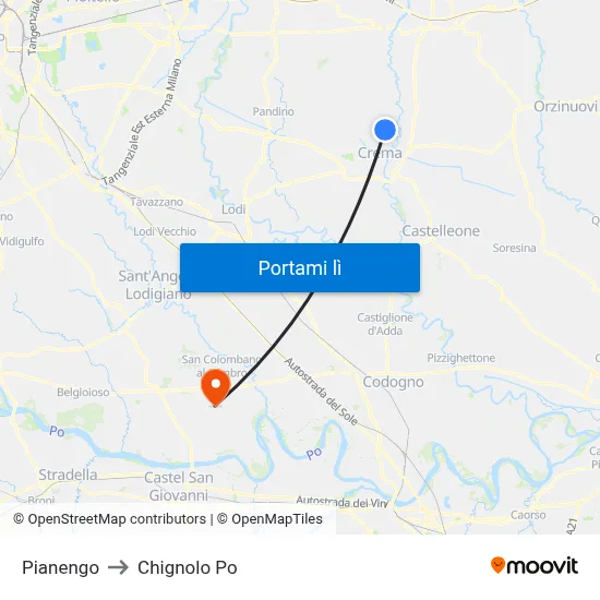 Pianengo to Chignolo Po map