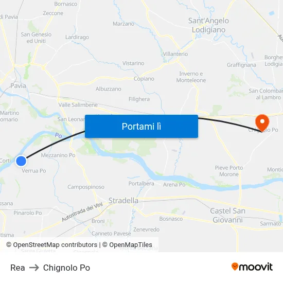 Rea to Chignolo Po map