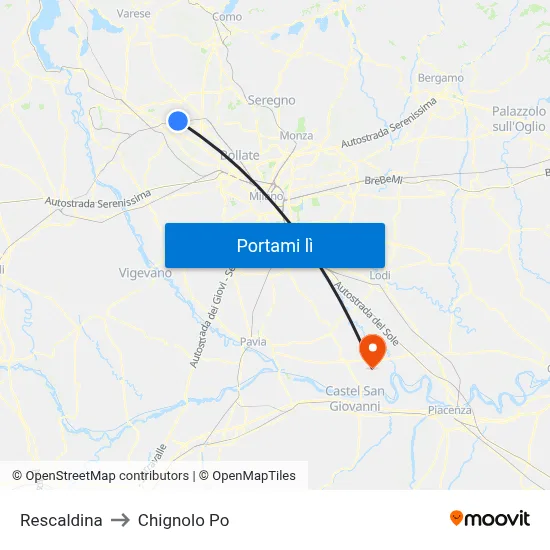 Rescaldina to Chignolo Po map