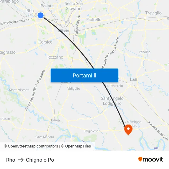Rho to Chignolo Po map