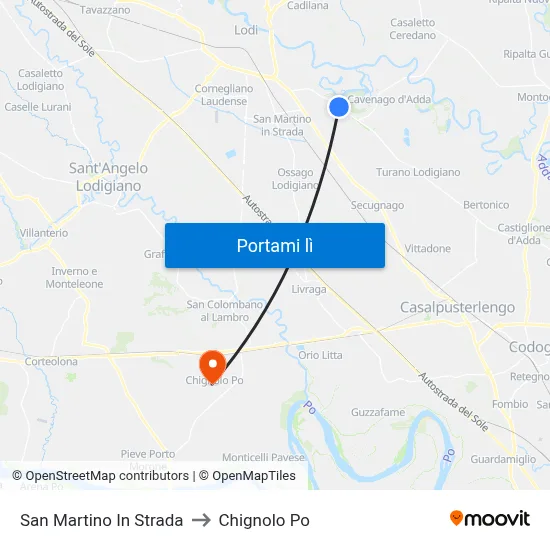 San Martino In Strada to Chignolo Po map