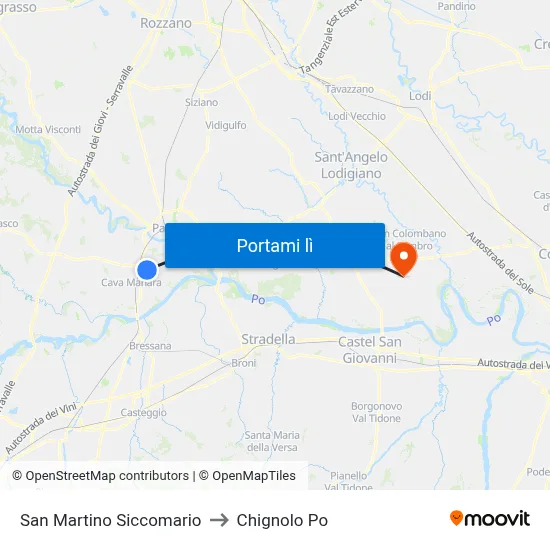 San Martino Siccomario to Chignolo Po map