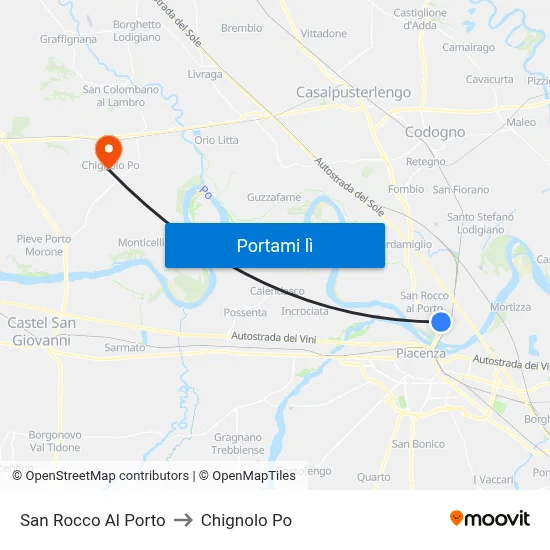 San Rocco Al Porto to Chignolo Po map