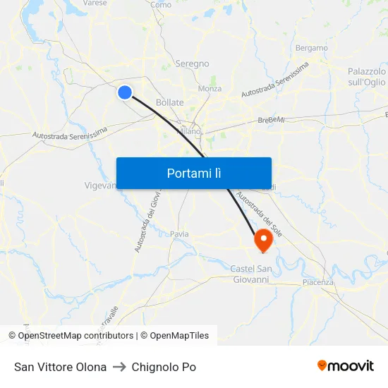 San Vittore Olona to Chignolo Po map