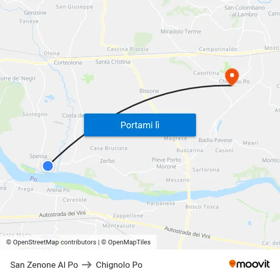 San Zenone Al Po to Chignolo Po map