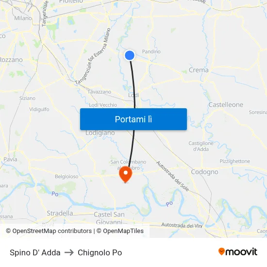 Spino D' Adda to Chignolo Po map