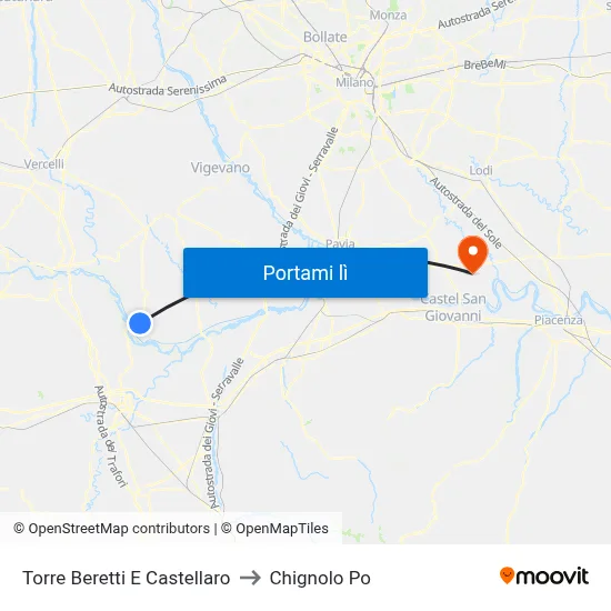 Torre Beretti E Castellaro to Chignolo Po map