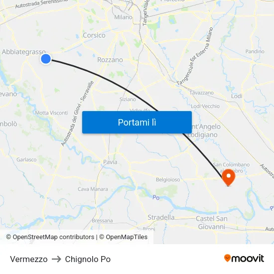 Vermezzo to Chignolo Po map