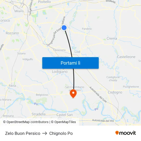 Zelo Buon Persico to Chignolo Po map