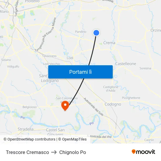 Trescore Cremasco to Chignolo Po map