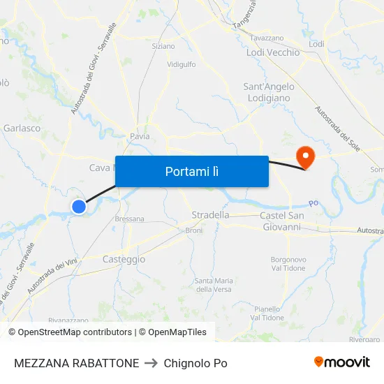 MEZZANA RABATTONE to Chignolo Po map