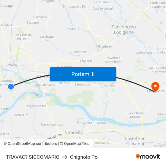 TRAVAC? SICCOMARIO to Chignolo Po map
