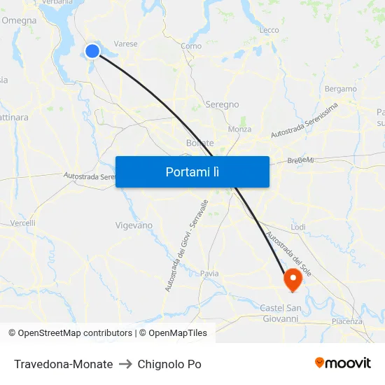 Travedona-Monate to Chignolo Po map