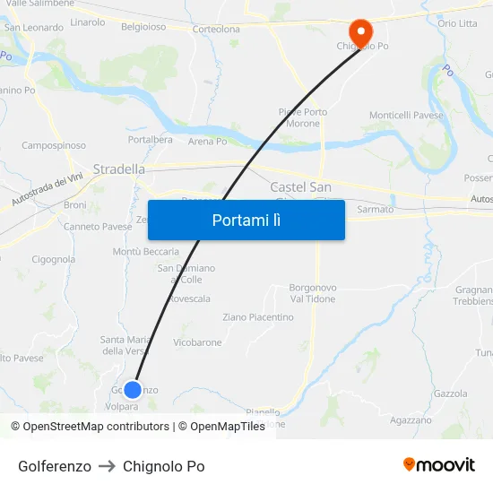 Golferenzo to Chignolo Po map
