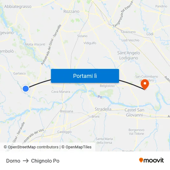 Dorno to Chignolo Po map