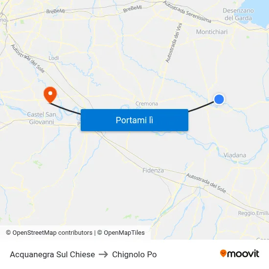 Acquanegra Sul Chiese to Chignolo Po map